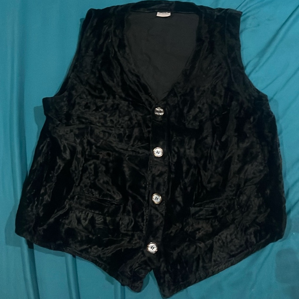 CP Shades Velour Shirt Vest Size Medium Black Button Down